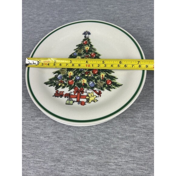 CHRISTMAS TREE Plates, 4 Small 7.5”, Stone Ware, Lynn’s, Vintage - Picture 14 of 16
